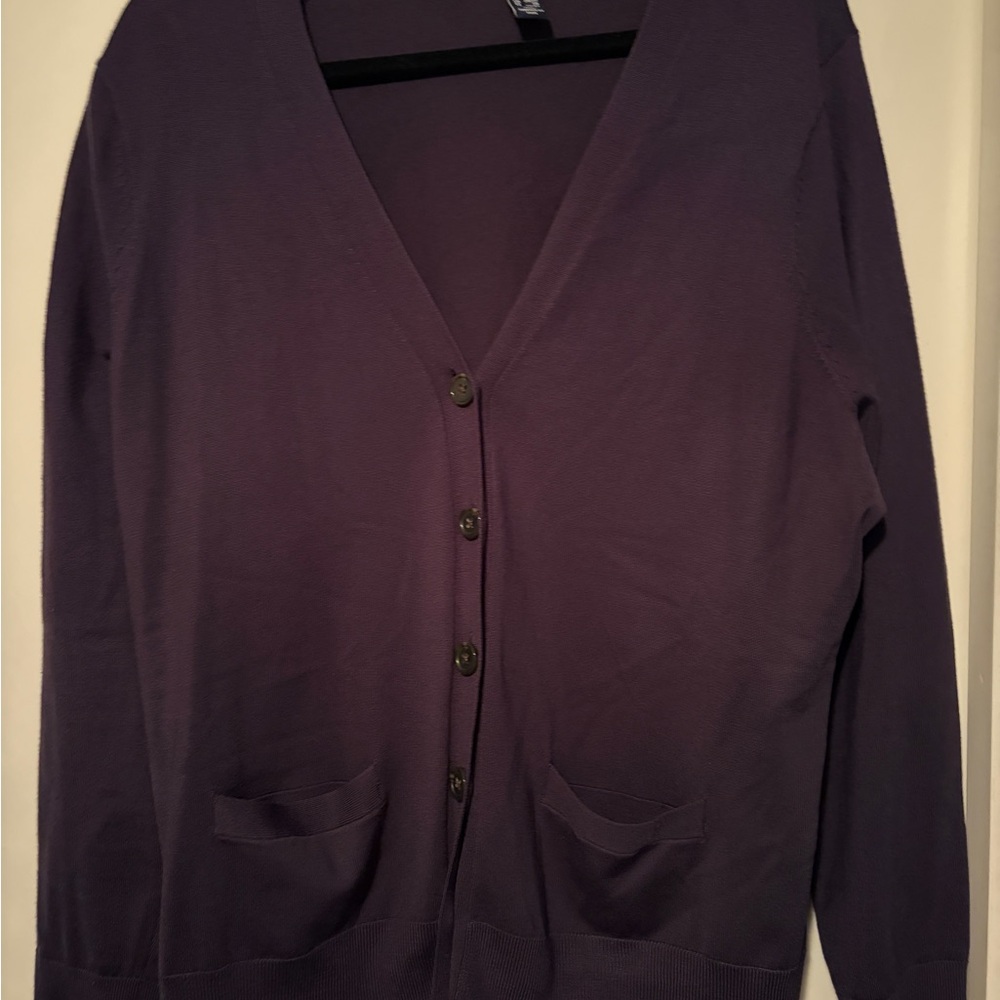 Lands' End Deep Purple Women's Cardigan